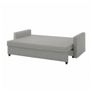 Szara rozkładana sofa FRIHETEN ze schowkiem i solidnymi nogami.