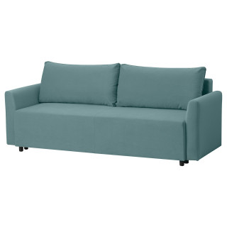 Turkusowa sofa BRISSUND, nowoczesny design, wyściełane siedzisko i oparcie, eleganckie linie, z ukrytym schowkiem na łóżko.