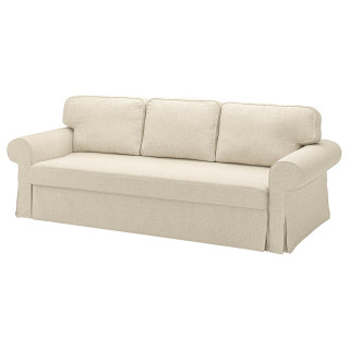 Rozkładana sofa VRETSTORP w kolorze beżowym z miękkim, rolowanym podłokietnikiem. Wyjmowana tkanina, którą można prać w pralce, i wbudowany schowek.