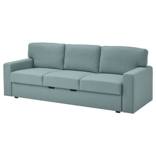Jasnoniebieska sofa rozkładana, BÅRSLÖV, miękka, wyściełana, ze schowkiem, nowoczesny design.