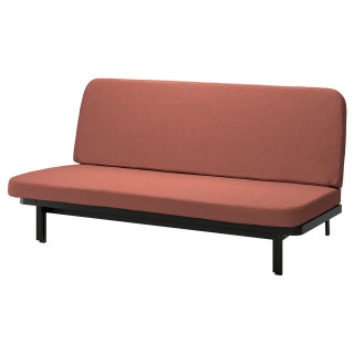 Rozkładana sofa NYHAMN, pomarańczowa, stalowa rama, rozkładana konstrukcja do siedzenia i spania.