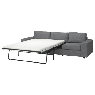Szara rozkładana sofa VIMLE z bawełnianym pokrowcem, materacem piankowym, czystym designem.